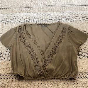Forever21 olive green crop top